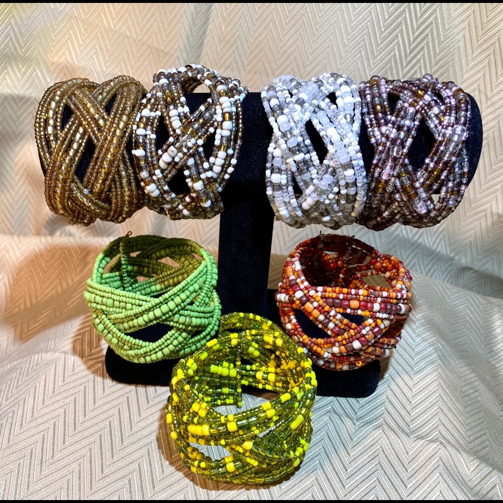 Beaded braided cuff bracelet